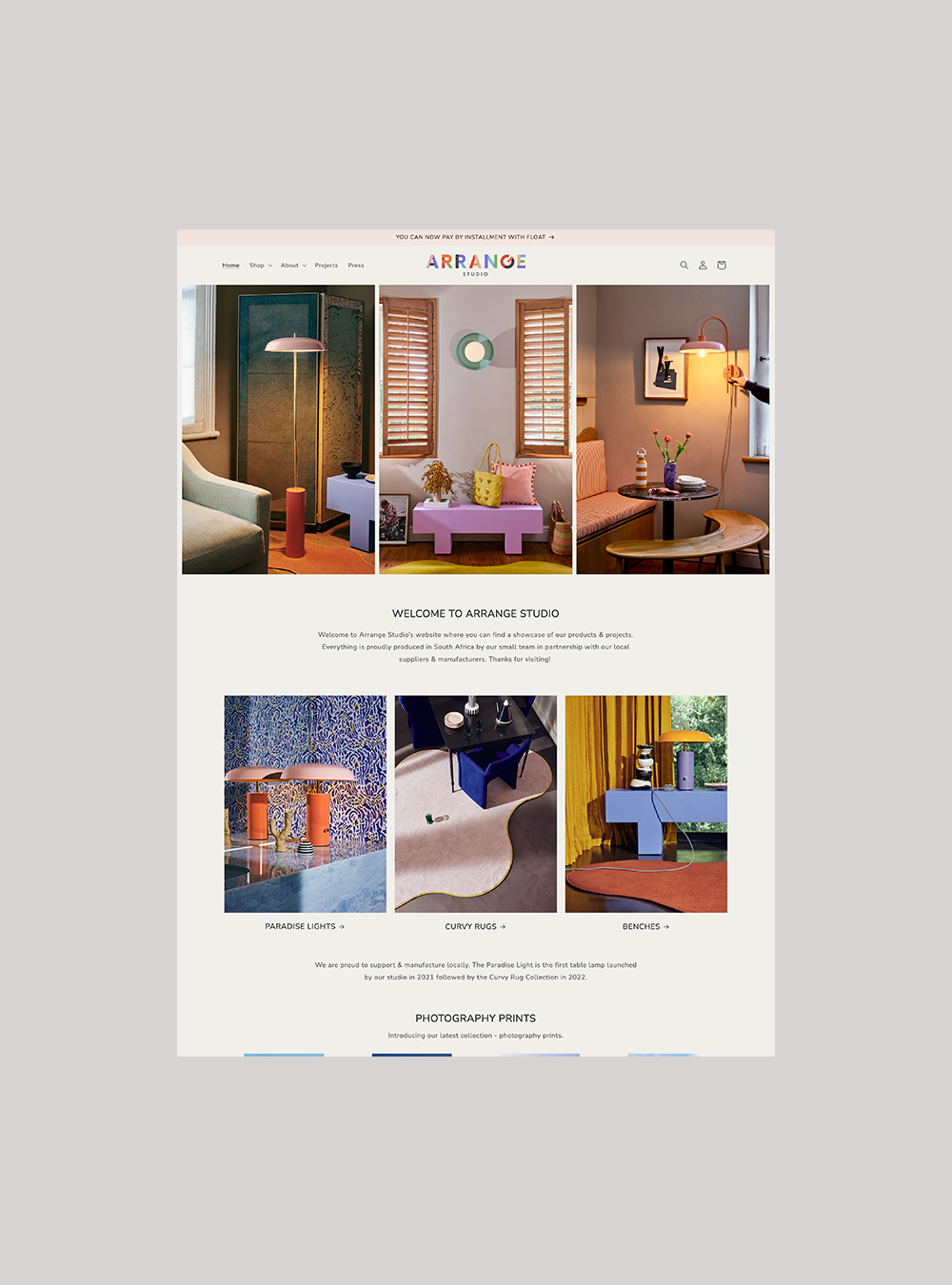 Arrange Studio - Wix to Shopify Migration