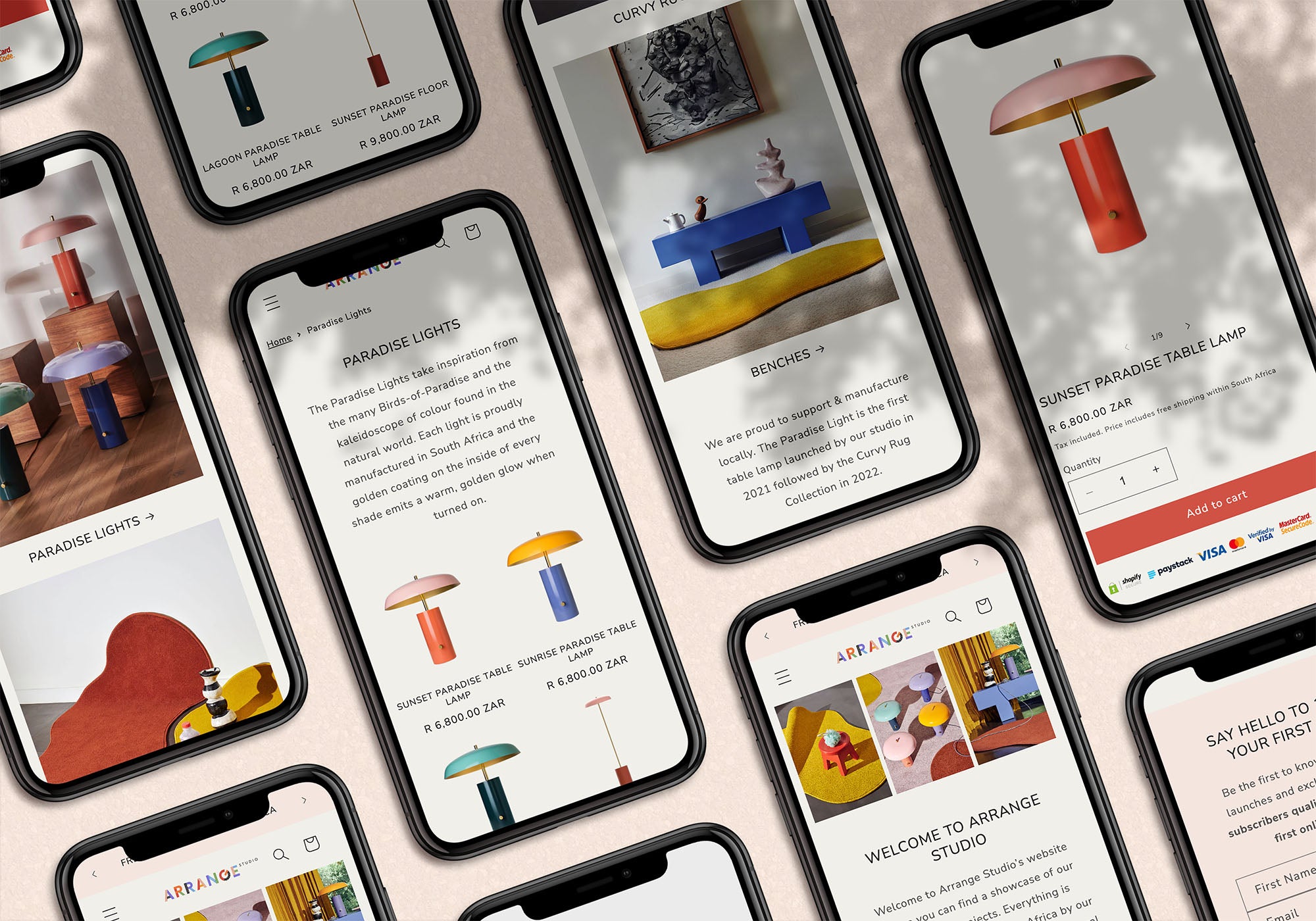 Arrange Studio Shopify Website Design showing the mobile design for  small screens