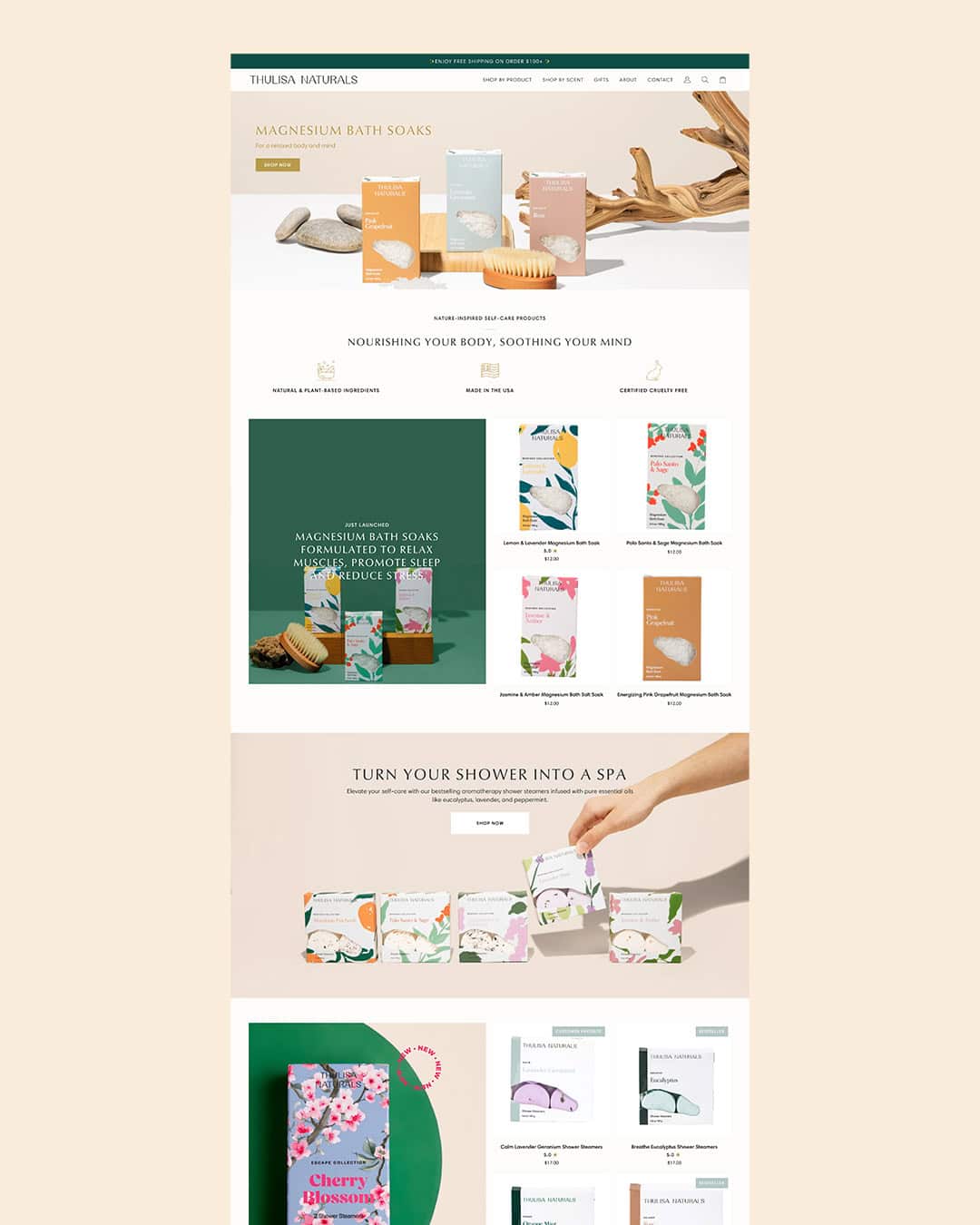 Thulisa Naturals Shopify Website Redesign showing the new full homepage