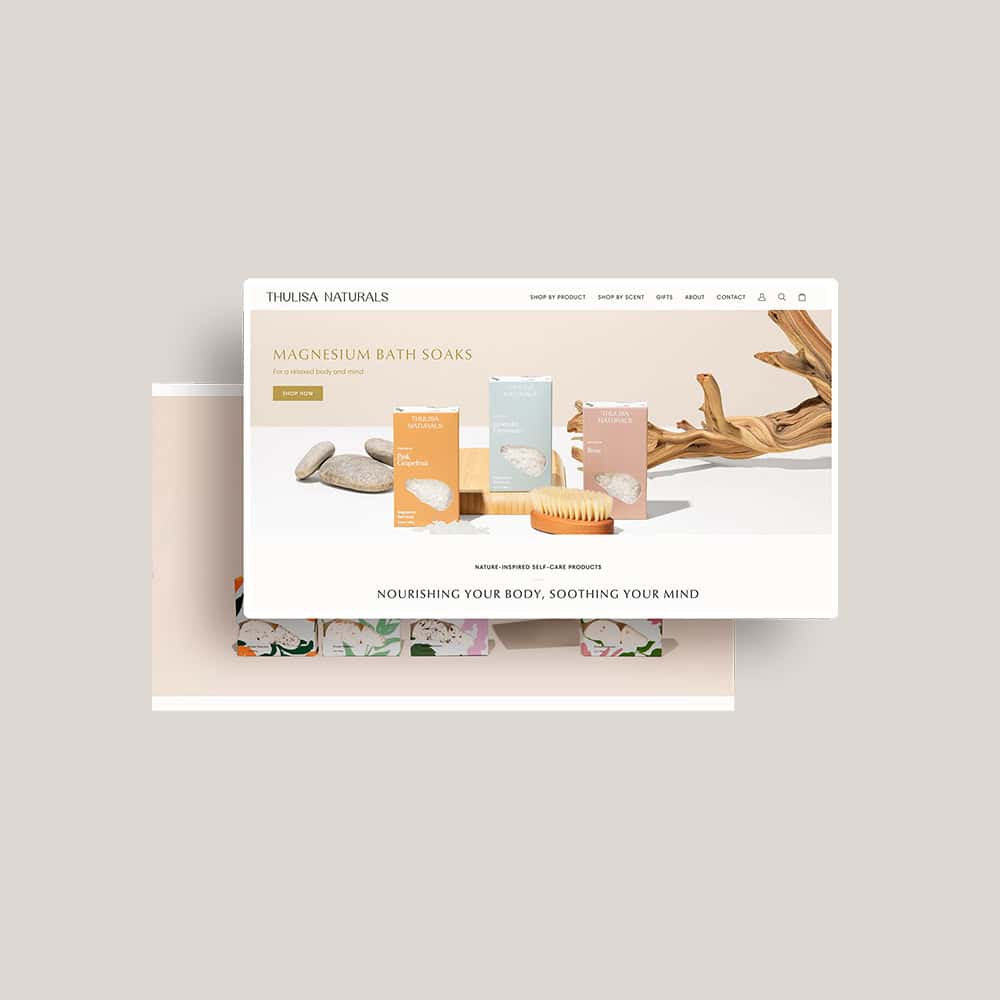 Thulisa Naturals Shopify Website Redesign showing the new homepage